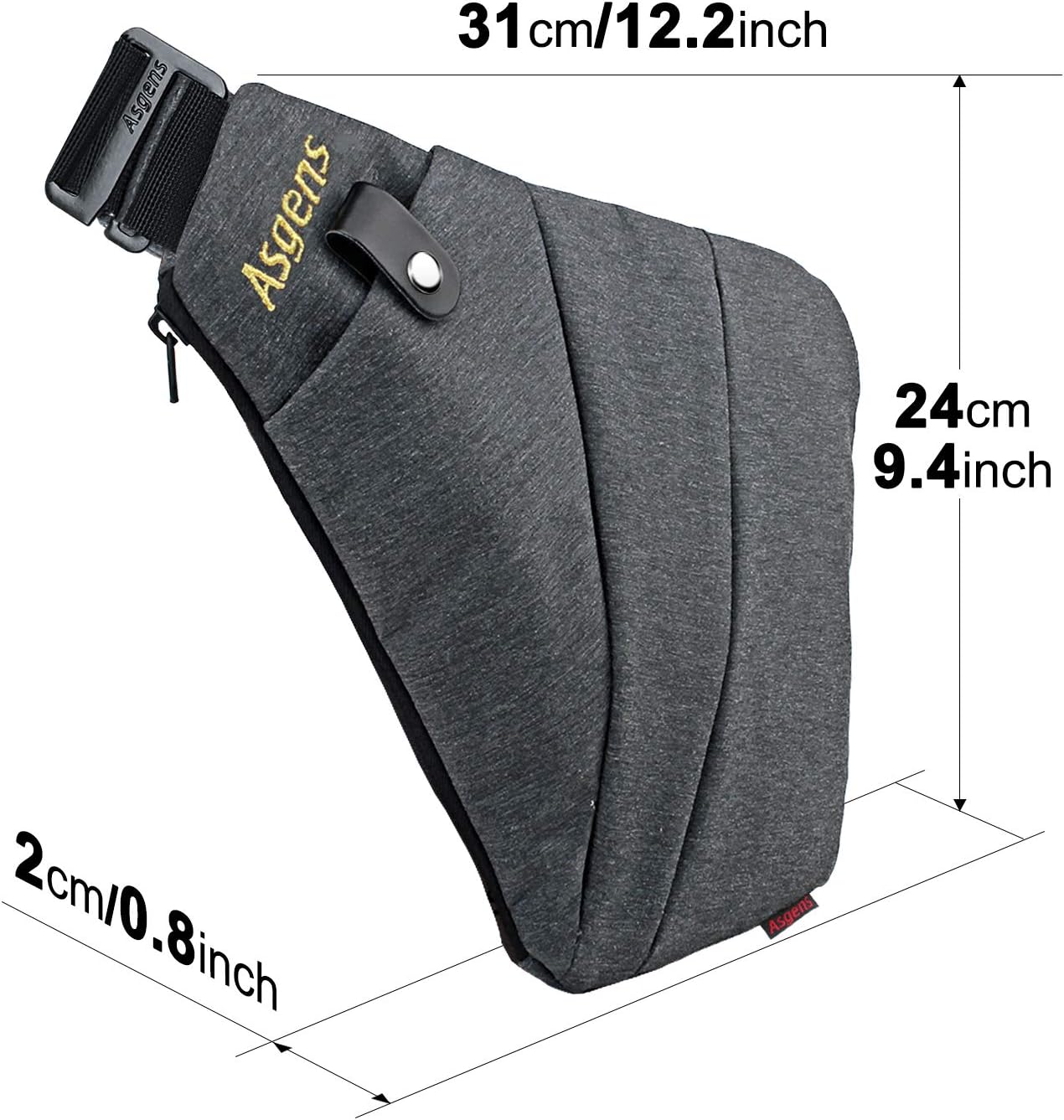 Asgens Anti-theft Hidden Bags Multi-purpose Security Bag Adjustable Underarm Shoulder Armpit Messenger bag Sports Leisure Chest Bag Portable Backpack (Black Right Hand)