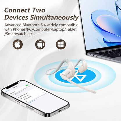 BANIGIPA Bluetooth Headset with Removable Microphone, Noise Cancelling Wireless Headset for Phones Laptop Computer PC, Open Ear Headphones for Office Meeting Running Cycling Driving Working-12 Hrs