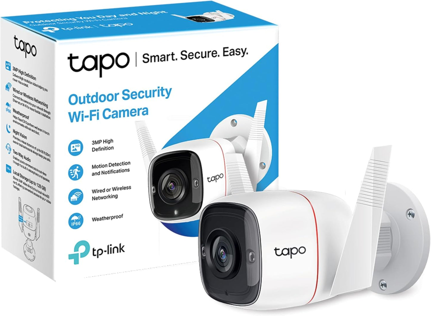 TP-Link Tapo 2K 4MP QHD Security Camera Outdoor Wired, Built-in Siren w/Startlight Sensor, IP66 Weatherproof, Motion/Person Detection, Works with Alexa & Google Home (Tapo C320WS)