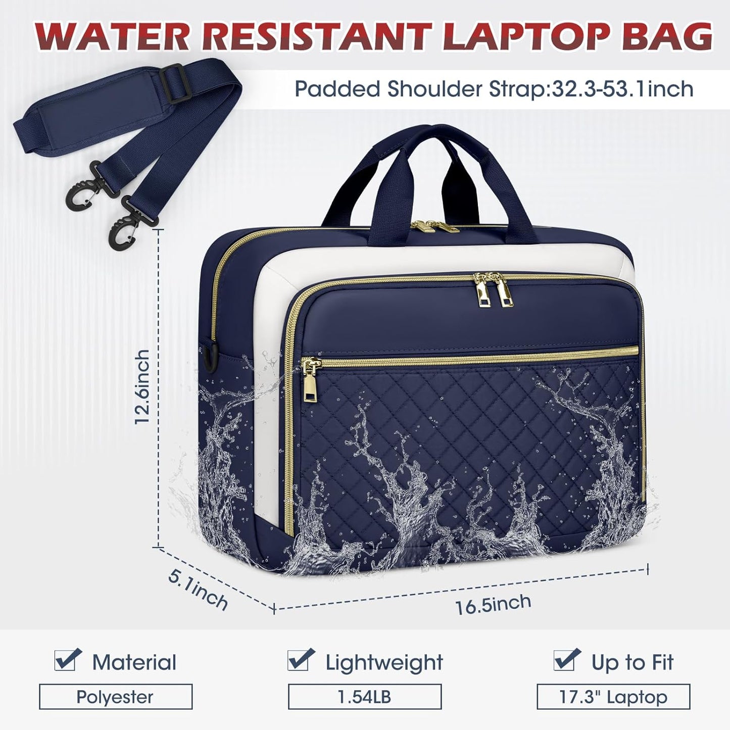 Laptop Bag 17 Inch Laptop Briefcase for Women Waterproof Computer Messenger Bag Professional Laptop Case for Business Work - PuriLite