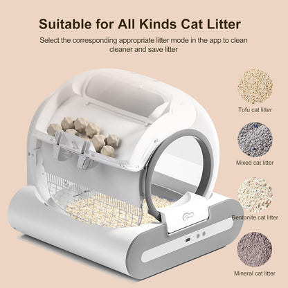 DOEL Self Cleaning Cat Litter Box, 65L Automatic Cat Litter Box, Smart Litter Box Machine with APP Control, Electric Self Scooping Litter Box