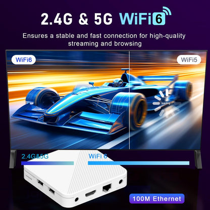 LEFFOT Android 14.0 TV Box 2025, H313 4K Ultra HD Streaming Device for TV, 2GB RAM + 16GB ROM, Smart TV Box with HDR10, Voice Control, 2.4G & 5G WiFi 6, 100M Ethernet, H313 Quad Core ARM Cortex A53