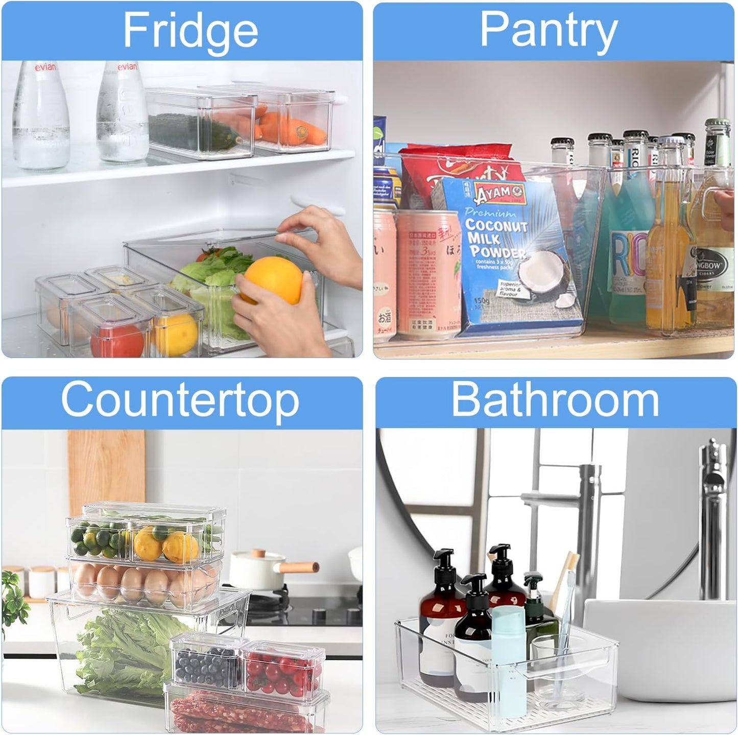 Pure Future 50-Piece Large Airtight Food Storage Containers with Lids, BPA-Free Stackable & Microwave Safe Kitchen Set for Meal Prep, Freezer Use - 25 Containers & Lids, Leakproof Design