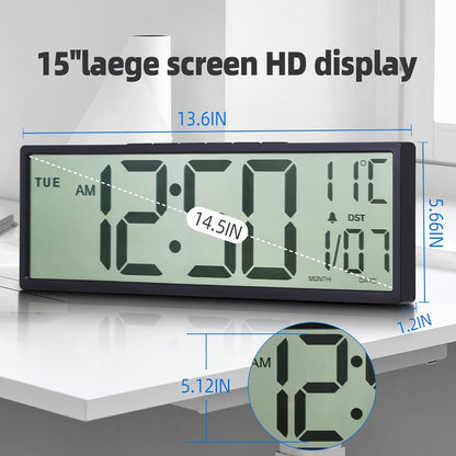 Purilite Select 15.5" Large Digital Wall Clock