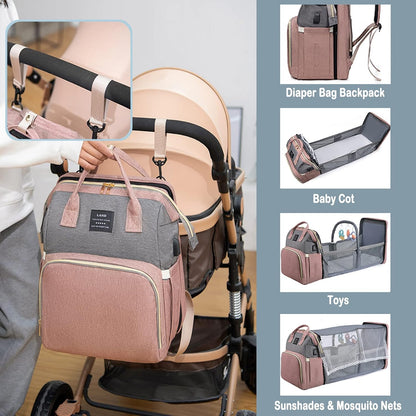 Diaper Bag Backpack | Large Capacity Baby Travel Bag with Portable Changing Pad