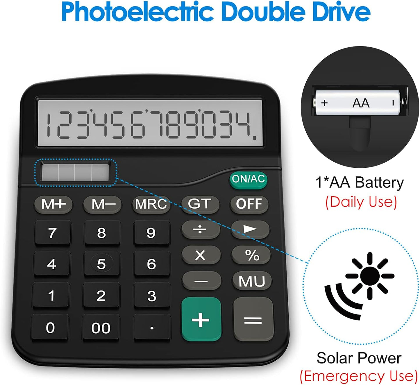Helect Standard Function Desktop Calculator | Desktop Calculator | Solar Calculator | Office Calculator | Business Calculator | 12-Digit Calculator