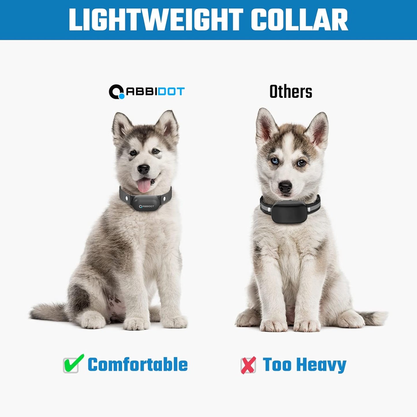 ABBIDOT Shock Collar (8-120 lbs) - Small Size Dog Training Collar with Remote Waterproof Rechargeable Dog Shock Collar with Remote E Collar for Small Medium Large Dogs (Light Blue)