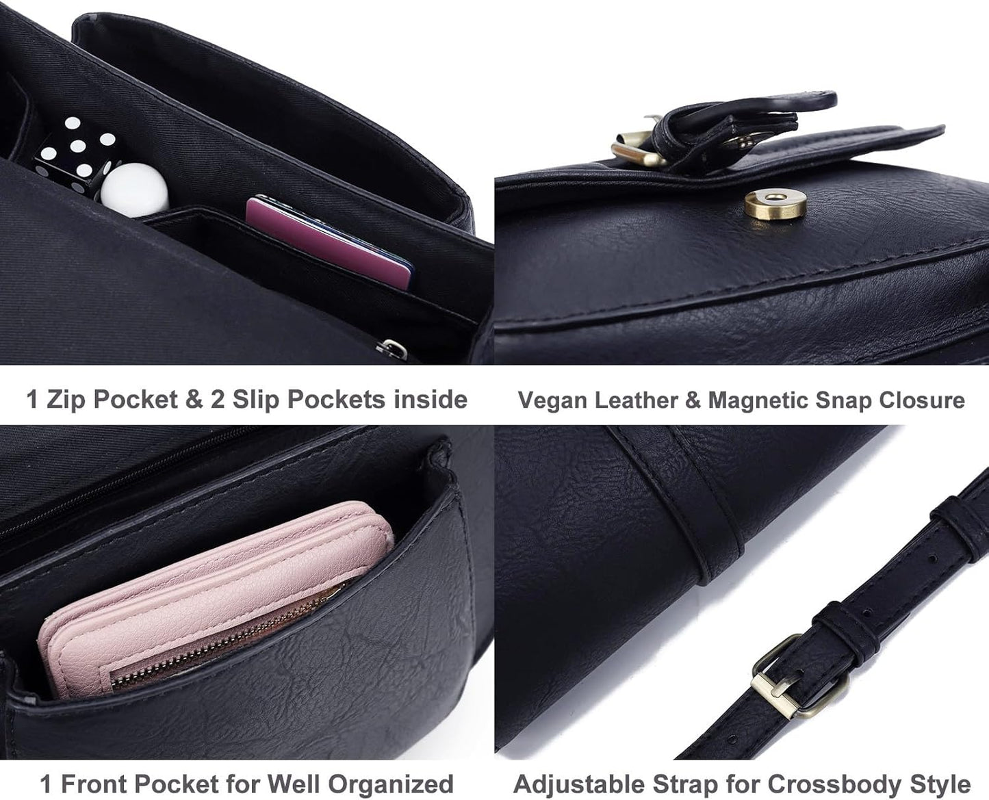 Crossbody Bags for Women Small Over the Shoulder Saddle Purses and Boho Cross body Handbags,Vegan Leather