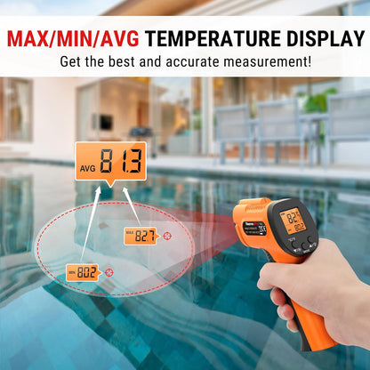 ThermoPro TP30 Infrared Thermometer Gun, Non Contact Temperature Gun with Adjustable Emissivity, Laser Thermometer Gun for Cooking, Pizza Oven, Griddle, Engine, HVAC -58°F ~1022°F (Not for Human)