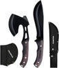 WORKPRO Axe and Fixed Blade Knife Combo Set, Full Tang, Wood Handle, for Outdoor Camping Survival Hunting Hiking, Nylon Sheath Included