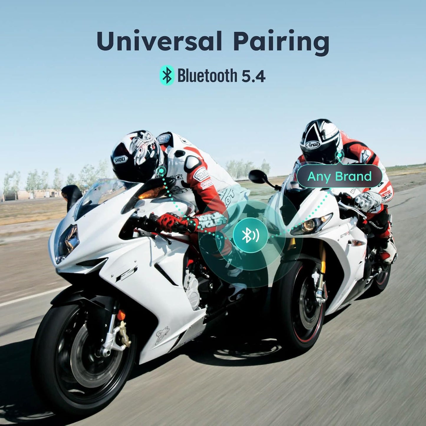 ASMAX S1 Mesh Motorcycle Bluetooth Headset – Smart Voice Control Helmet Intercom for 8 Riders, Bluetooth 5.4, Noise Cancellation, FM Radio, IPX7 Waterproof, Music Sharing & FOTA Update