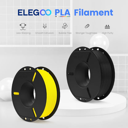 ELEGOO PLA Filament 1.75mm Black 1KG,3D Printer Filament Dimensional Accuracy +/- 0.02mm,1kg Cardboard Spool(2.2lbs) 3D Printing Filament Fits for Most FDM 3D Printers