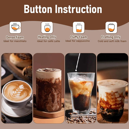 Milk Frother, 4 in 1 Frother for Coffee, 450ML Automatic Hot and Cold Foam Maker and Milk Warmer with 45 Degree Foldable Handle for Coffee, Latte, Hot Chocolate