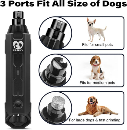 Casfuy 6-Speed Dog Nail Grinder Newest - Super Quiet Pet Nail Grinder Rechargeable Electric Dog Nail Trimmer Professional Paws Grooming & Smoothing Tool for Large Medium Small Dogs (Bright Blue)