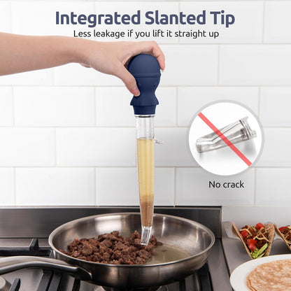U-Taste 1.5oz Angled Turkey Baster - 228.2ºF Heat Resistant Food Grade Silicone Large Octopus Bulb Baster Set with Cleaning Brush for Cooking Basting Meat Poultry Beef Chicken (Black)