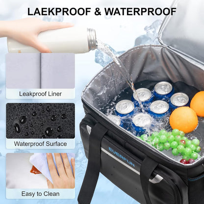 EVERFUN Cooler Bag Insulated Beach Cooler Lunch Bag Box for Men Women Dual Compartments Collapsible Waterproof Leak-Proof for Travel Work Picnic