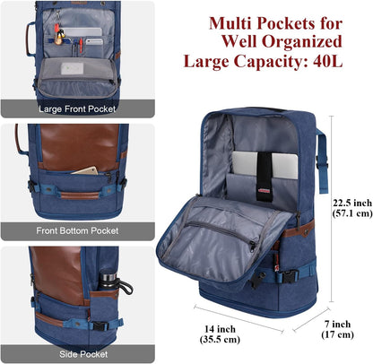 WITZMAN Travel Backpack for Men Women Carry on Luggage Backpack Canvas Rucksack Duffel bag with Shoe Compartment