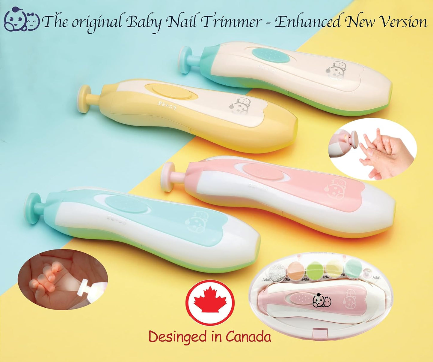Royal Angels Rechargeable Baby Nail Clippers 20 in 1, Safe Electric Nail Trimmer, Baby Nail Kit, Additional Replacements, Newborn Toddler Toes and Fingernails, Trim and Polish (Rechargeable, Snow)