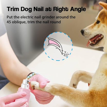 Casfuy Dog Nail Grinder Upgraded - Professional 2-Speed Electric Rechargeable Pet Nail Trimmer Painless Paws Grooming & Smoothing for Small Medium Large Dogs & Cats (White)