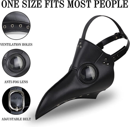Halloween Plague Doctor Mask Plague Doctor Costume Obito Mask Steampunk Halloween Mask Horror Scary Halloween Mask Costume Props for Party Prom Halloween Gifts Set（3-pc Set） (Black)