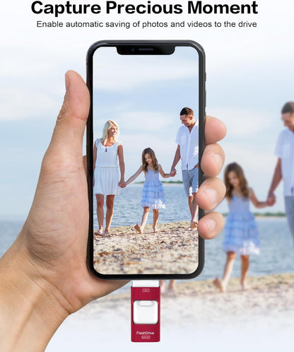 256GB Flash Drive for iPhone Photo Stick, Thumb Drive USB Stick High Speed Transfer USB Drives External Picture Video Storage Memory Expansion for iPhone/iPad/PC (Blue)