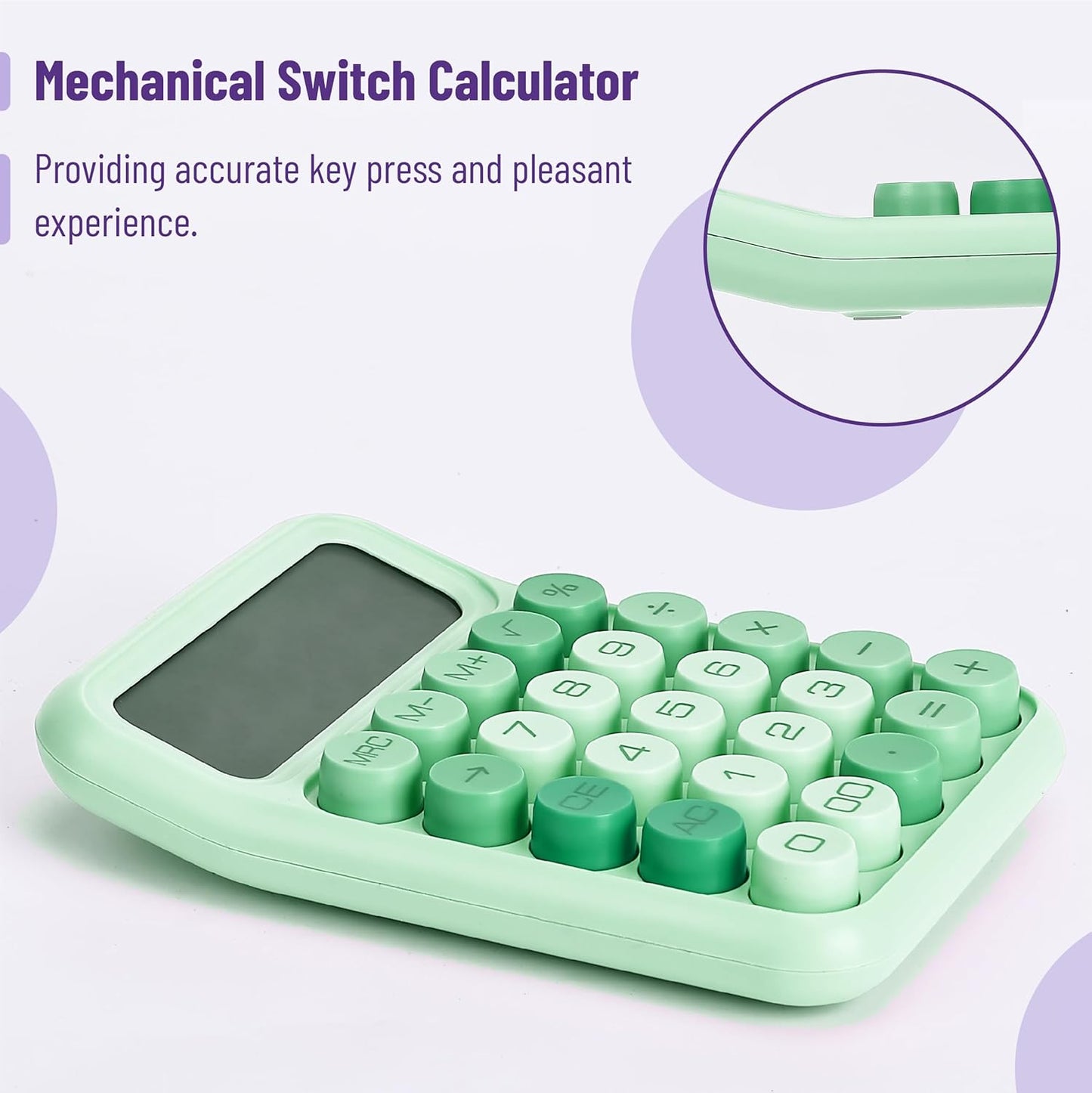 Mr. Pen- Mechanical Switch Calculator, 12 Digits, Large LCD Display, Orange With Big Buttons, Desktop, Cute and Aesthetic Design