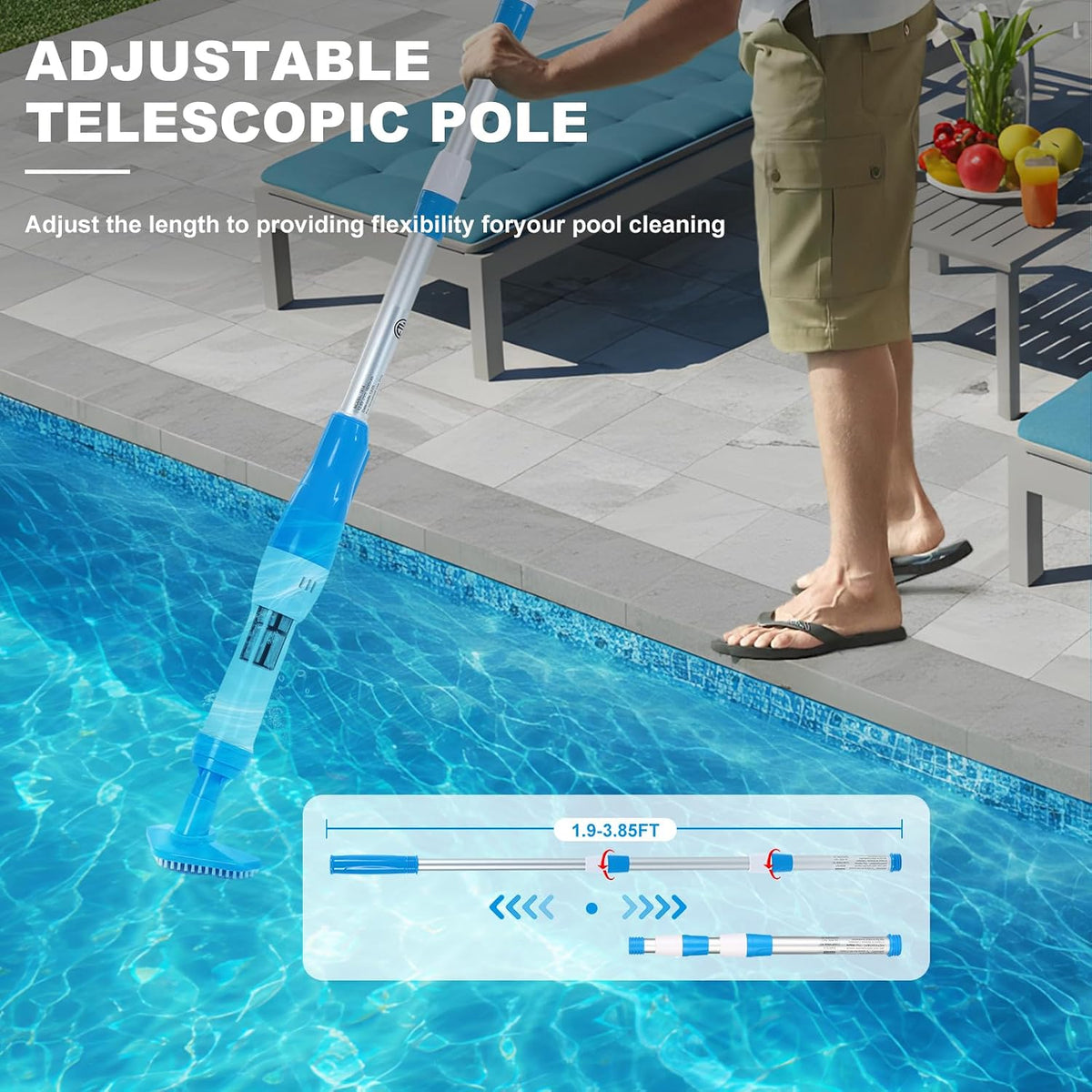 4 in 1 Cordless Rechargeable Small Pool Vacuum spa hot tub (ice Blue)