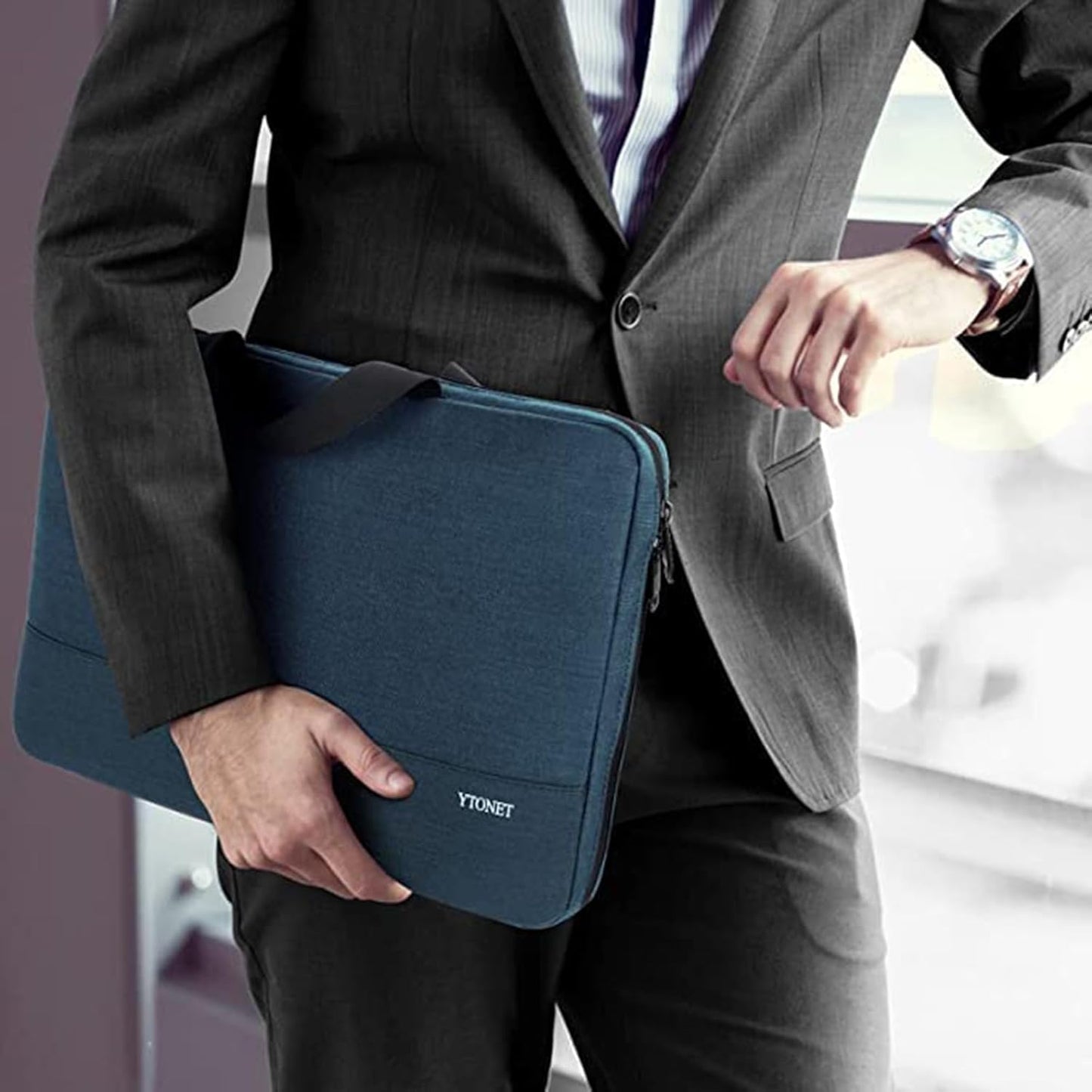 Ytonet Laptop Sleeve, 15.6 inch TSA Laptop Bag Laptop Case Water Resistant Computer Carrying Bag Compatible for Lenovo, HP, Dell, Asus Notebook, Gifts for Men Women, Grey