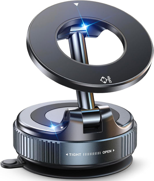 Jononser Vacuum Magnetic Suction Cup Phone Mount for Magsafe, 360° Adjustable Magnetic Phone Holder, Pocket Size Foldable Portable Cell Phone Holders for Your Car for All Smartphones & All Car Models