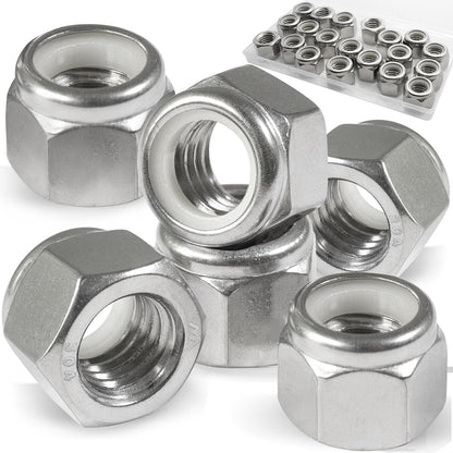 Vifmy 110 Pack 1/4"-20 Inch Lock Nuts,304 (A2-70) Stainless Steel Nylon Insert Locknuts,Standard Inch Thread Nylock Nuts for Bolts