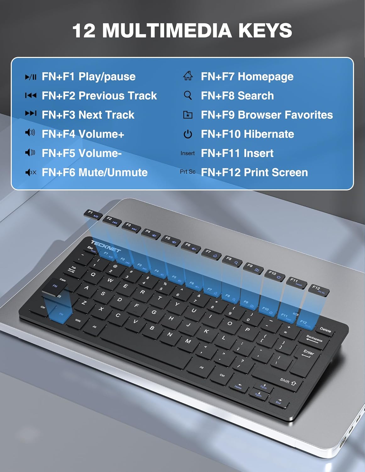 TECKNET Keyboard and Mouse Wireless - Compact 2.4GHz Wireless Keyboard and Mouse Combo with Adjustable DPI, Ultra-Quiet Clicks, Lag-Free Performance for Computer, Laptop, PC, Windows, Mac, Chrome OS