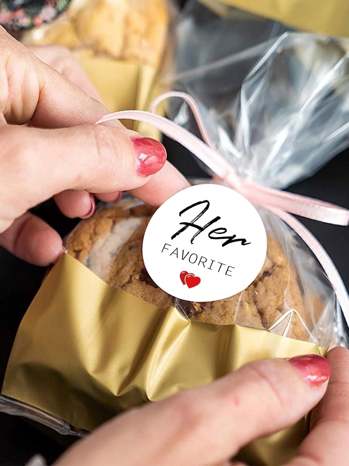 TESWEY 200Pcs His and Her Favorite Wedding Candy Favor Stickers,Candy Bag Seals Label Stickers for Wedding Favors, Bridal Shower Favor Treat Bag Stickers for Party