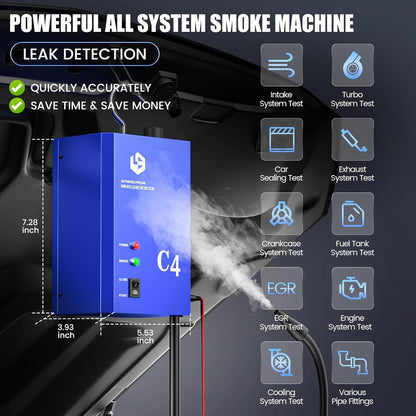 Smoke Machine Automotive Leak Detector, Smoke Machine Leak Tester for All 12V DC Vehicles in Vacuum,Fuel Diagnostic Pipe System,Built-in Air Pump (Oil Not Included)