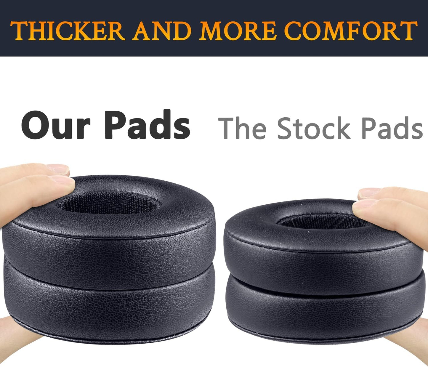 SoloWIT® Ear Pads Cushions Replacement, Earpads for Beats Solo 2 & Solo 3 Wireless On-Ear Headphones with Soft Protein Leather, Stronger Adhesive, Noise Isolation Memory Foam - Black