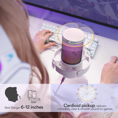 MAONO Gaming USB Microphone, Noise Cancellation Condenser mic with Mute, Gain, Monitoring, Boom Arm for Streaming, Podcast, Vocal, Twitch, YouTube, Discord, PC, Computer, PS4, PS5, Mac, DGM20S