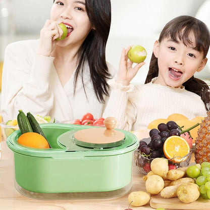 Fruit Cleaner Bowl - Portable Rotating Salad Spinner and Dryer,Salad Cleaner, Kitchen Strainer Drainer Basket, Food Wash Bowl, Manual Lettuce Washer