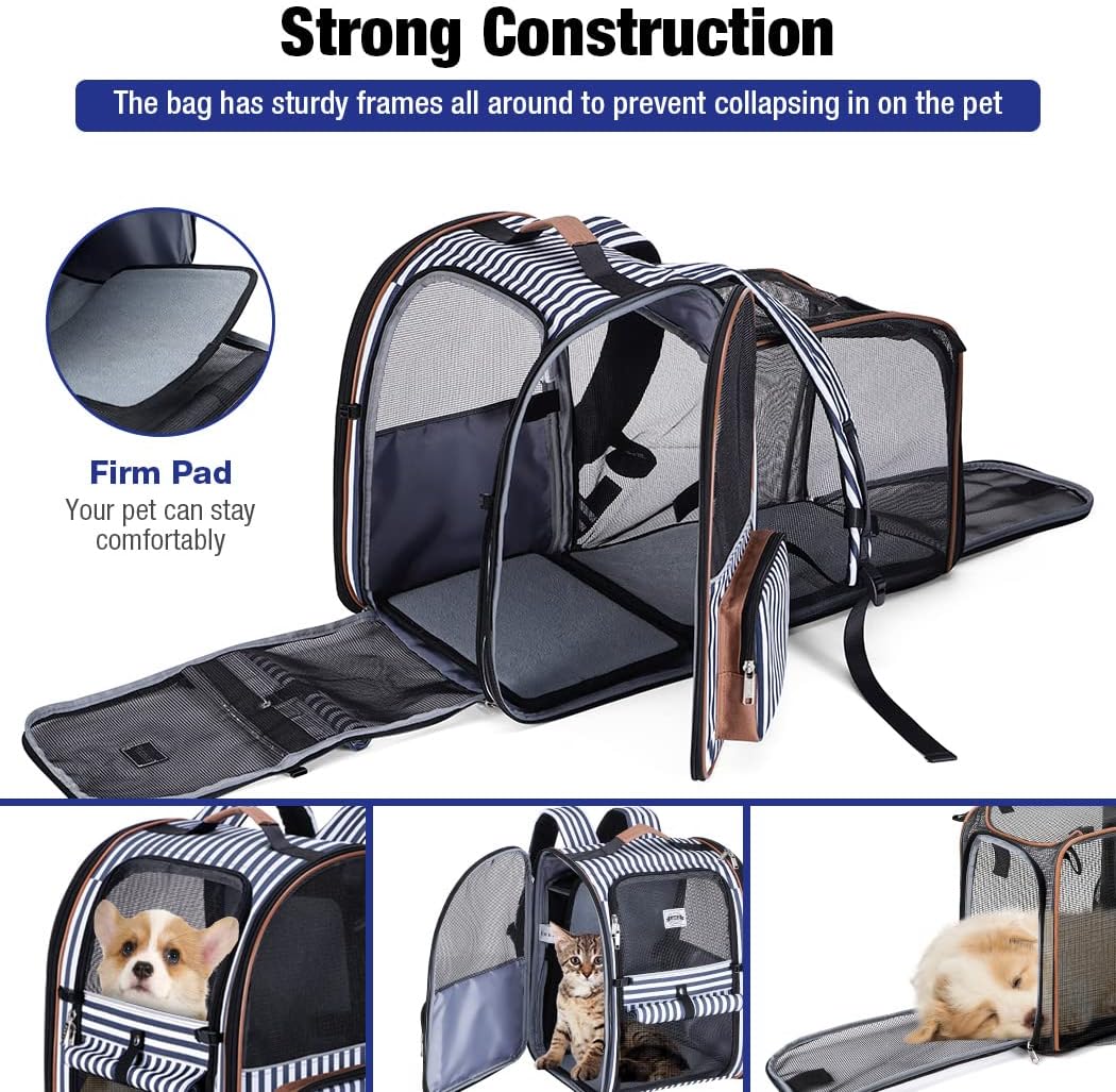 Lekespring Cat Bag, Expandable Cat Backpack Carrier for Small Dogs Medium Cats Fit Up to 18 Lbs, Dog Backpack Carrier, Foldable Pet Backpack Carrier for Travel, Hiking, Outdoor Use (Grey)