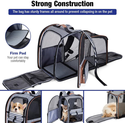 Lekespring Cat Bag, Expandable Cat Backpack Carrier for Small Dogs Medium Cats Fit Up to 18 Lbs, Dog Backpack Carrier, Foldable Pet Backpack Carrier for Travel, Hiking, Outdoor Use (Grey)