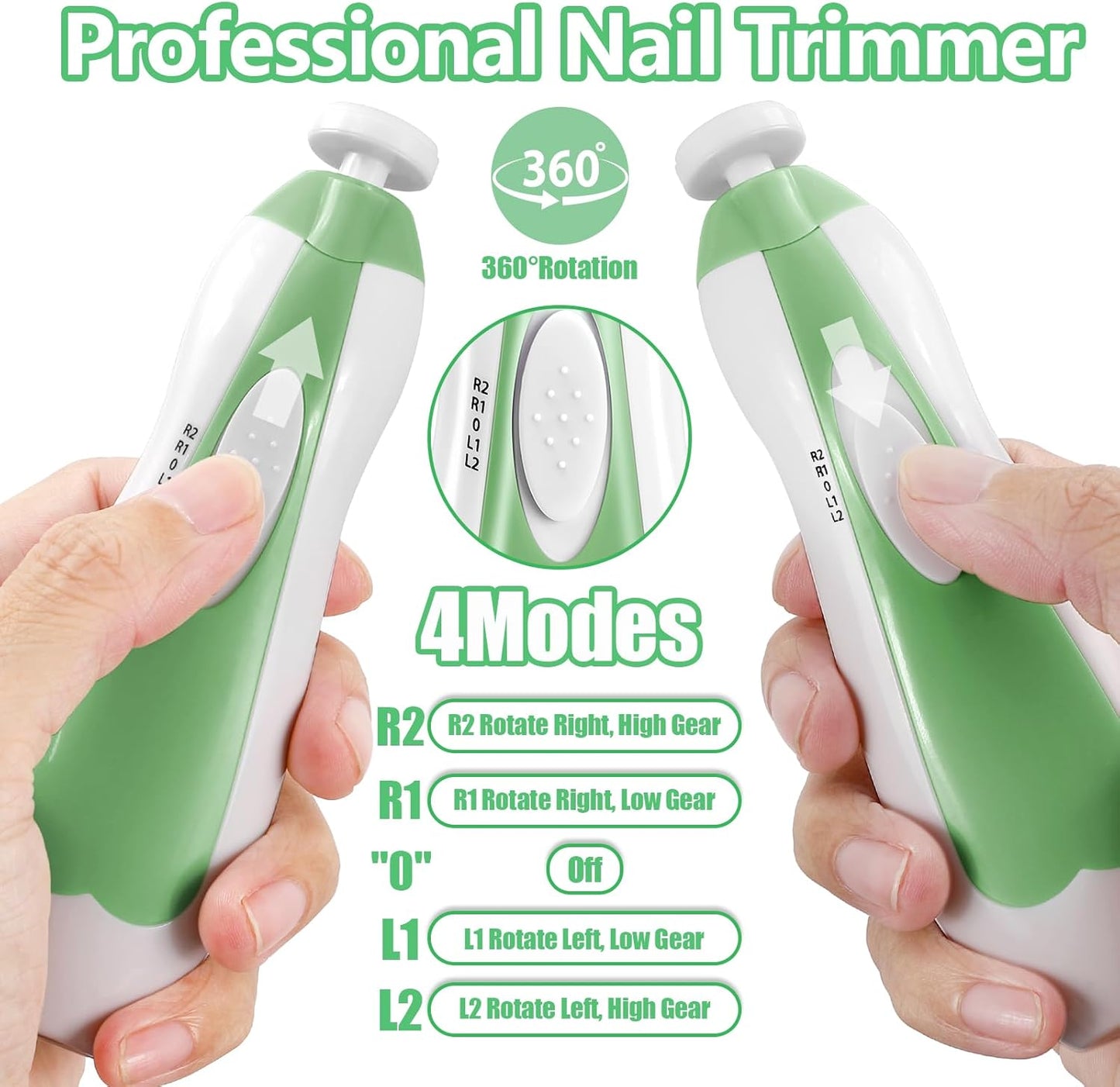 Qunlions life Electric Nail File Drill for Baby, No Sharp Claws Hurt, 6 in 1 Safety Cutter Trimmer Clipper for Toes and Fingers (Blue)