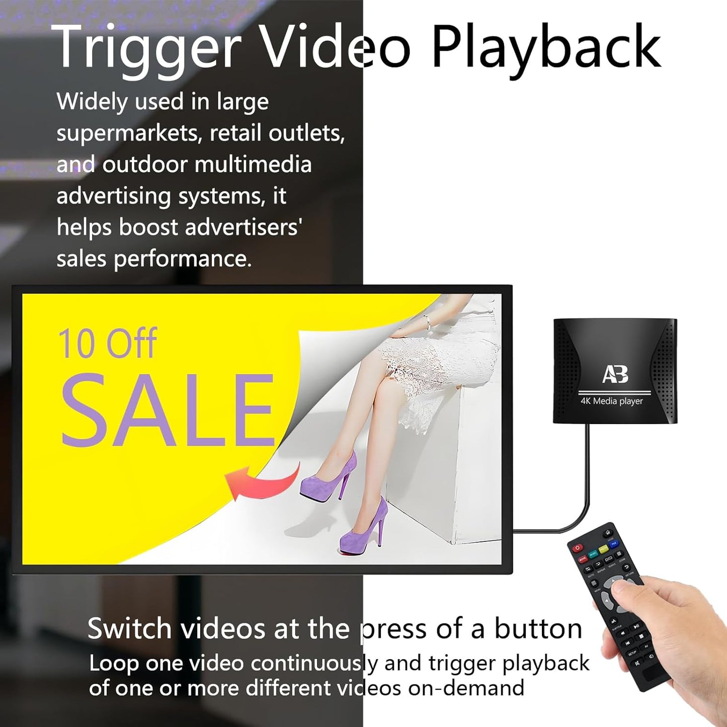 4K Ultra HD Digital Media Player for USB Drives and microSD Cards,Featuring HDMl and Analogy AV,Digital Signage,with Automatic Playback,Resume and Looping Capability for H.265 Videos,Music and Photos