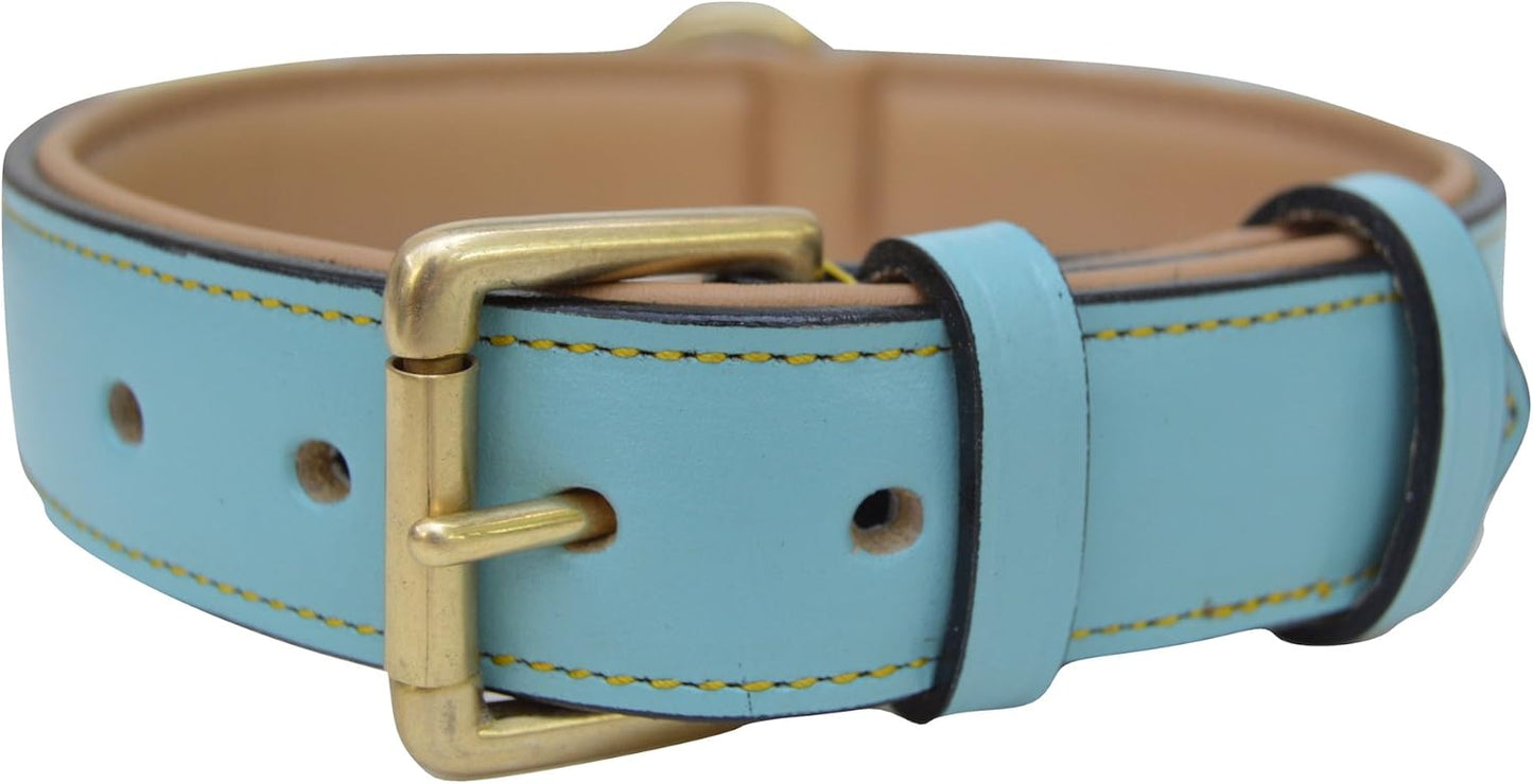 Soft Touch Collars Padded Leather Dog Collar, Large Brown - Genuine Real Leather, 24" Long x 1.5 Wide, Fits Neck Size 18" to 21" Inches