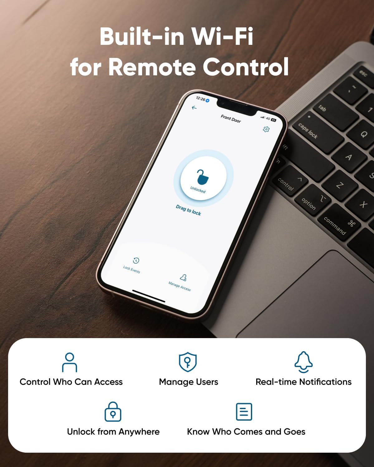 eufy Smart Lock C30, Keyless Entry Door Lock, Built-in WiFi Deadbolt, Smart Lock for Front Door, No Bridge Required, Easy Installation, App Remote Control, Auto Lock, Black