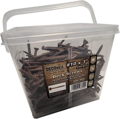 #8 x 3" Deck Screws | Square Drive | Bugle Head | Brown Ruspert | 100pcs Box