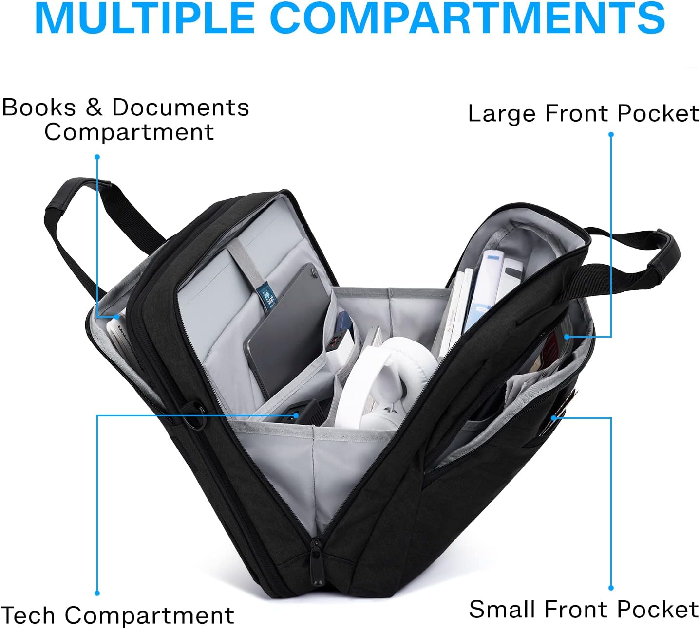 BAGSMART 17.3 Inch Laptop Bag, Expandable Computer Bag Laptop Briefcase Men Women Laptop Shoulder Bag