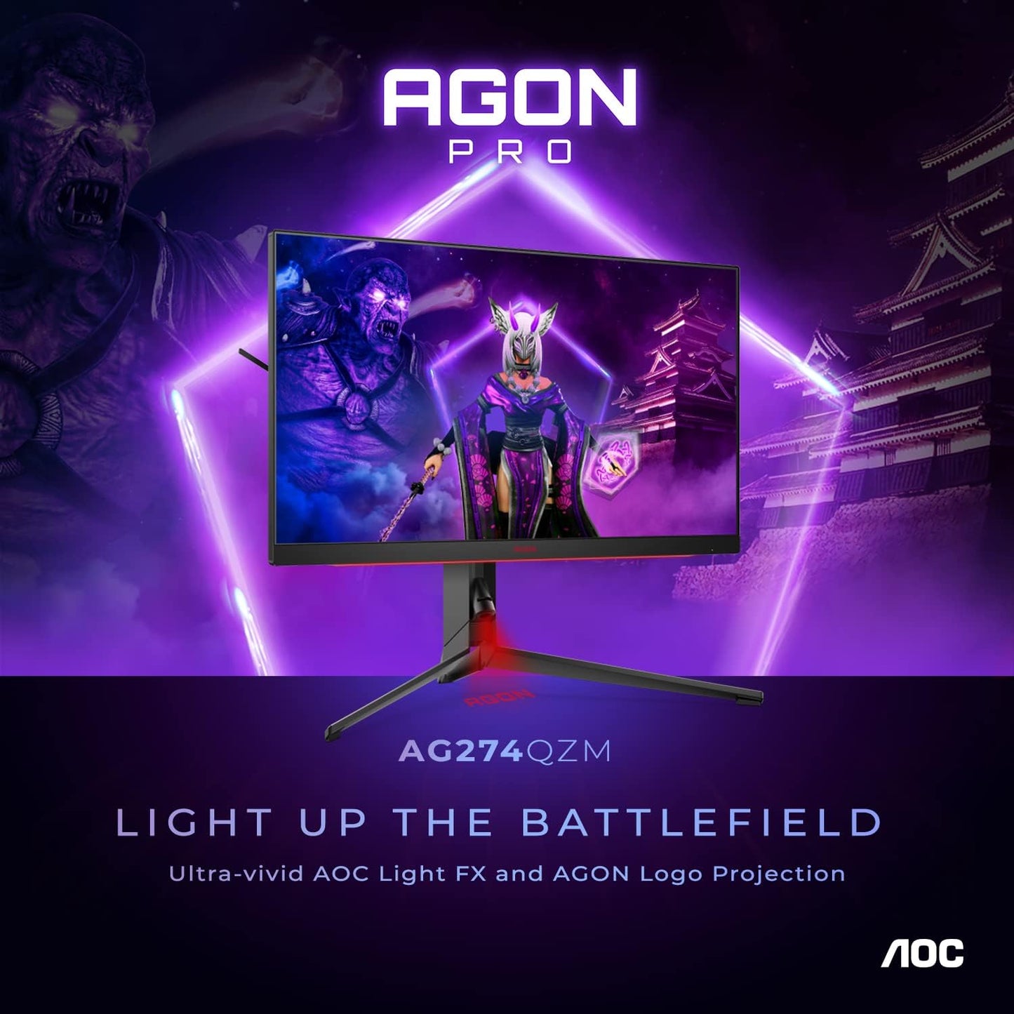 AOC Q27G3XMN 27" 2K QHD Gaming Monitor, 2560x1440, Mini LED, 180Hz, HDMI 2.0 x 1, DisplayPort 1.4 x1, Adaptive Sync, Xbox/PS5/Switch Ready, 3-Year Zero-Bright-dot