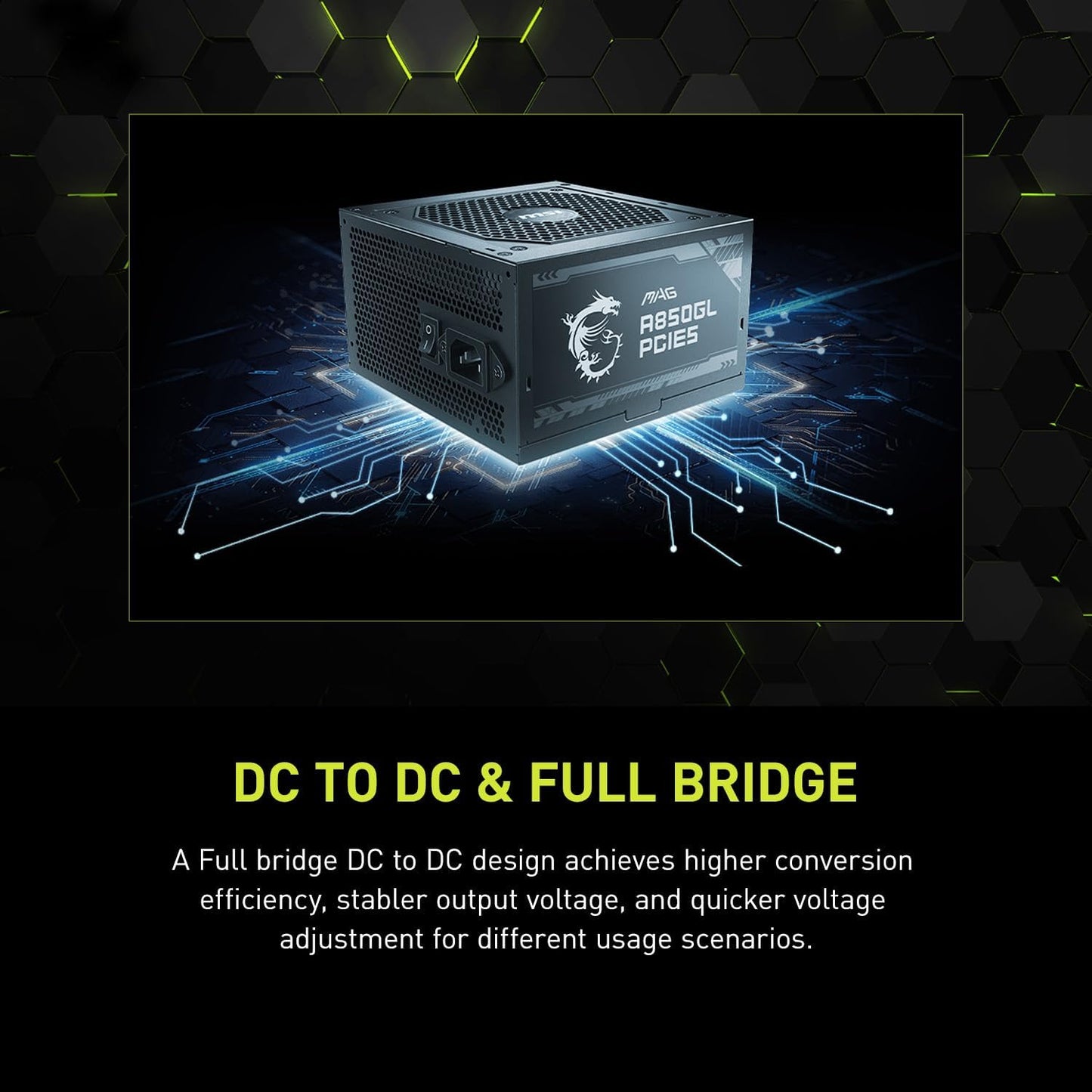 MSI MAG A750GL PCIE 5 Gaming Power Supply - Full Modular - 80 Plus Gold Certified 750W - Compact Size - ATX PSU - PuriLite