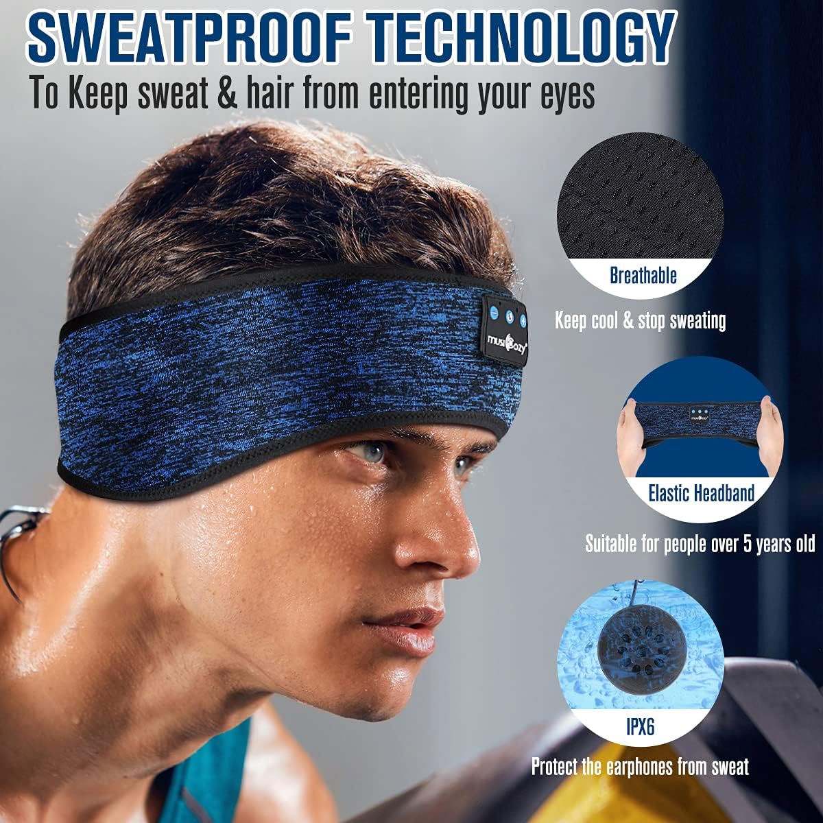Bluetooth Sleep Headband Headphones | Wireless Sleep Mask Headphones | Music Headband for Side Sleepers | Sports Headband Earphones | Hands Free Audio Headband - PuriLite