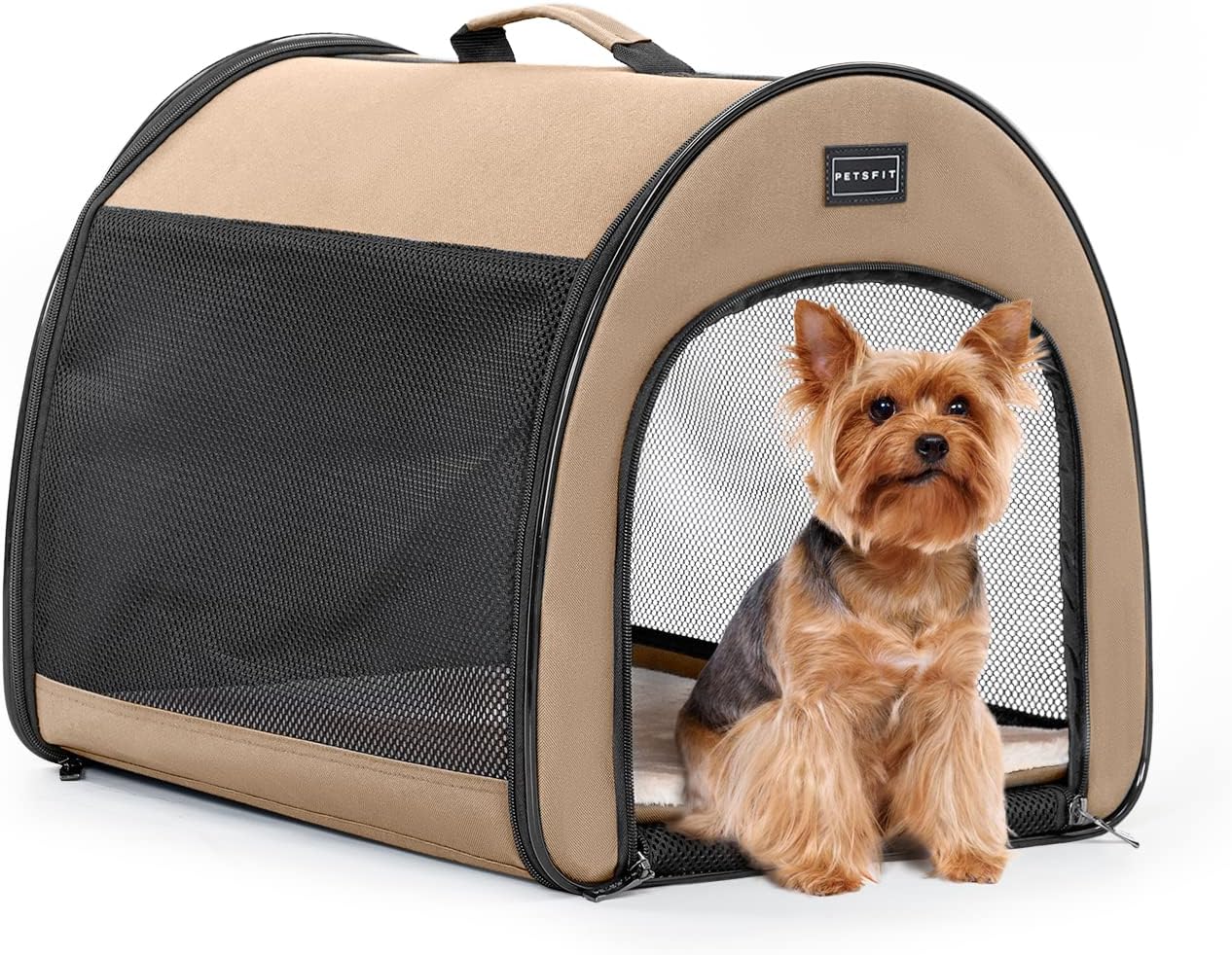 PETSFIT Soft Sided Dog Crate, Travel Dog Crate - 19 Inch Lightweight, Roomy, Easy to Set Up, Sturdy Portable Dog Kennel with Thick Mat, Navy Blue