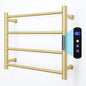 Heated Towel Rack Gold, 4 Bars Towel Warmer Rack for Bathroom Wall Mounted, Timer & Temperature Control Electric Towel Drying Rack (4 Bars Brushed Gold D, Hardwired)