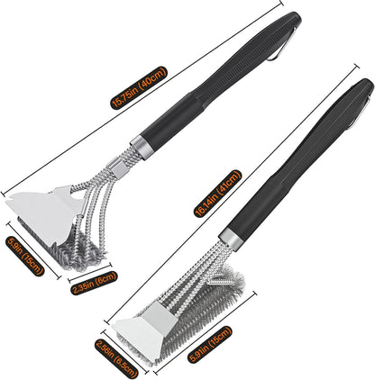2 Packs BBQ Grill Brush, BBQ Brush Cleaner for Grill, BBQ Accessories Cleaning Brush, BBQ Brush Bristle Free Suitable for Gas, Charcoal, Infrared & Barbecue Grill